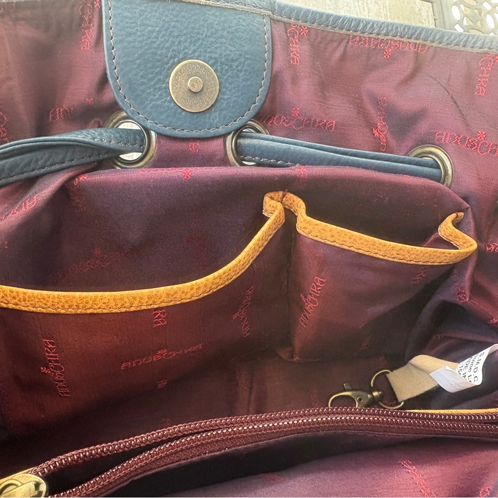 EUC, Anuschka Peacock Butterfly Multicolor Hand-Painted Shoulder Bag - Picture 9 of 15